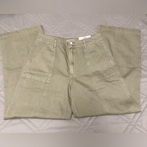 And Now This Olive Green High Rise Wide Leg Pants with Stretch